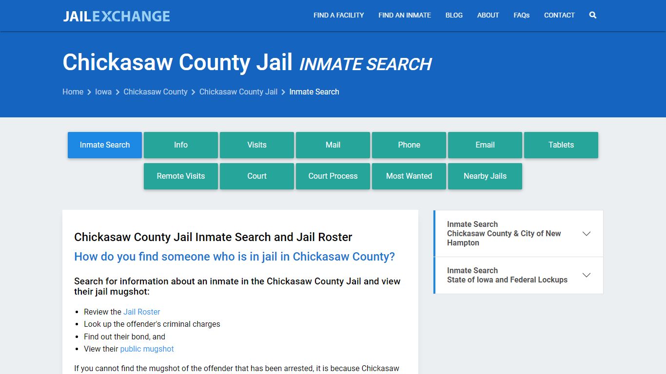 Inmate Search: Roster & Mugshots - Chickasaw County Jail, IA