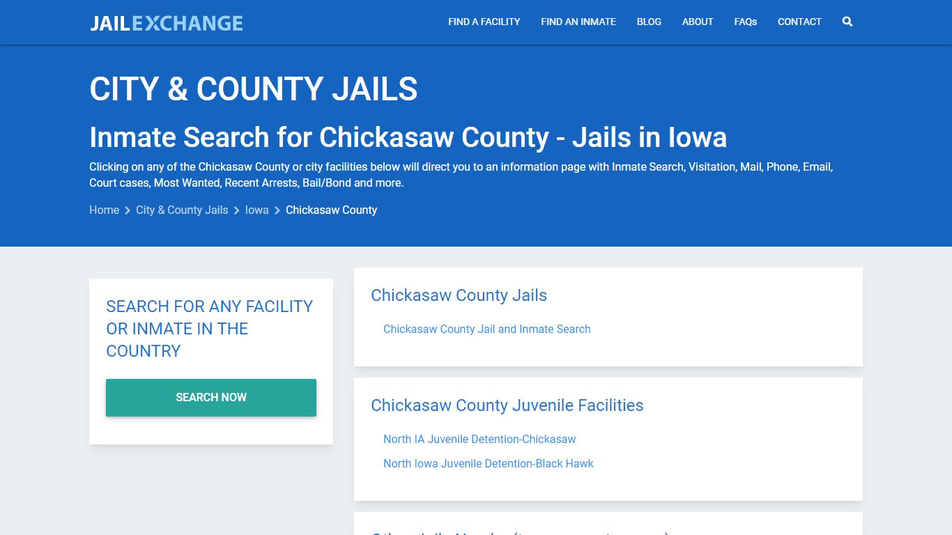 Inmate Search for Chickasaw County | Jails in Iowa - Jail Exchange